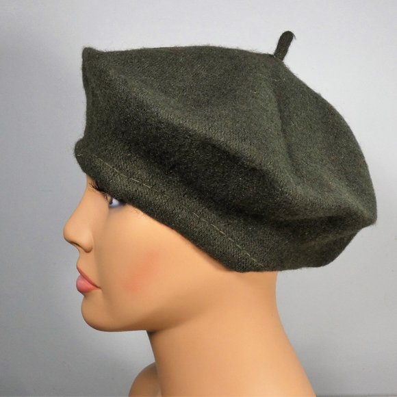 Stylish Fun Knit Beret Cap Hat Olive Green One Size Unisex main image 4